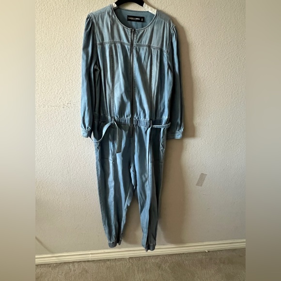 Gabrielle Union & NYC Belted Zip-Front Denim Jumpsuit XL - Picture 3 of 10